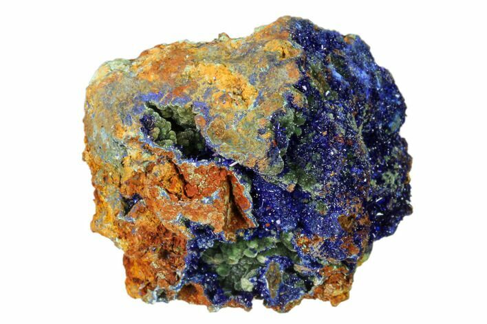 Sparkling Azurite Crystal Cluster with Malachite - Mexico #161309